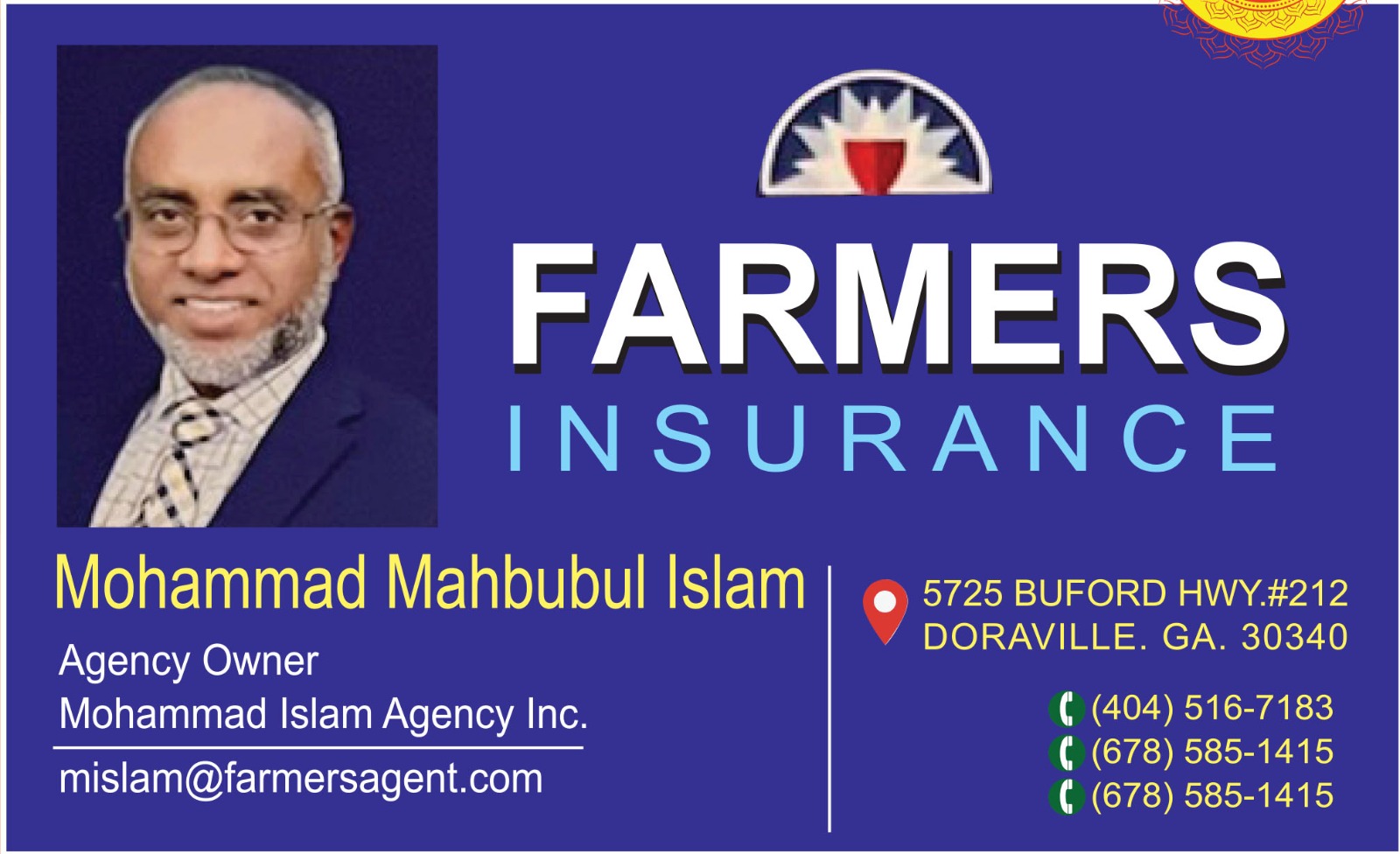 Mohammad Mahbubul Islam Farmers Insurance sponsor image
